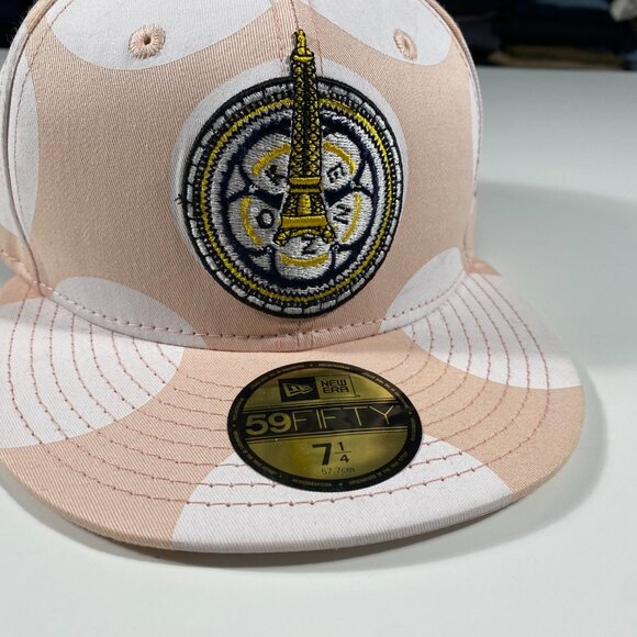 KENZO x New Era SS15 Polka Dot Fitted Hat Peach / White mens size 7 1/4 - Picture 2 of 8